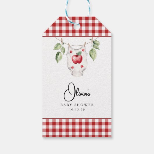 De appel van ons Baby shower Cadeaulabel (Achterkant)