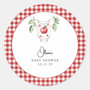De appel van ons Baby shower Ronde Sticker