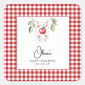 De appel van ons Baby shower Vierkante Sticker (Voorkant)