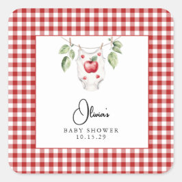 De appel van ons Baby shower Vierkante Sticker