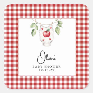 De appel van ons Baby shower Vierkante Sticker