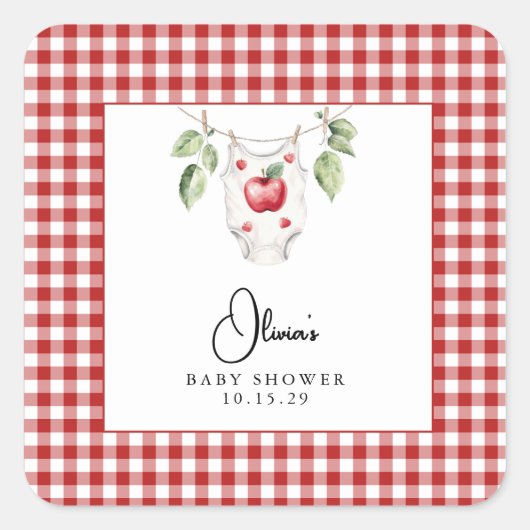 De appel van ons Baby shower Vierkante Sticker (Voorkant)