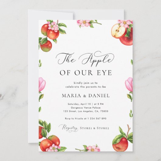 De appel van ons Eye Apple Theme Baby shower Kaart (Voorkant)