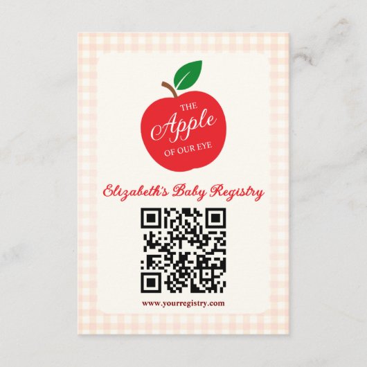 De appel van ons Eye Baby shower register Informatiekaartje (Voorkant)