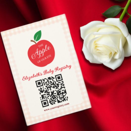 De appel van ons Eye Baby shower register Informatiekaartje