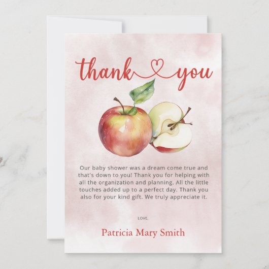 De appel van ons Eye Herfst Baby shower Bedankkaart (Voorkant)