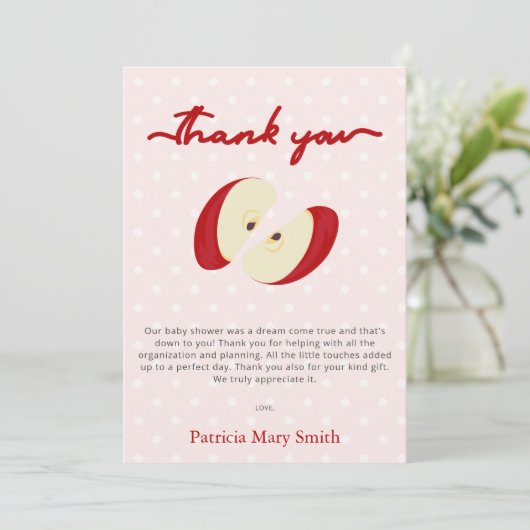 De appel van ons Eye Herfst Baby shower Bedankkaart (Staand voorkant)