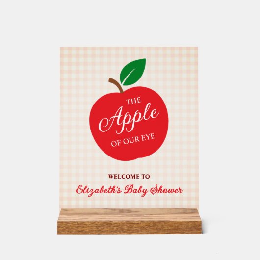 De appel van ons oog Baby shower Acryl Bord (Voorkant)