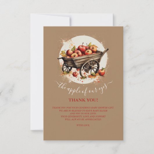 De appel van ons oog Baby shower Bedankkaart (Voorkant)