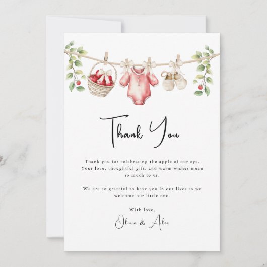 De appel van ons oog Baby shower Dank u Bedankkaart (Voorkant)