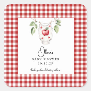 De appel van ons Oog Baby shower Dank U Vierkante Sticker