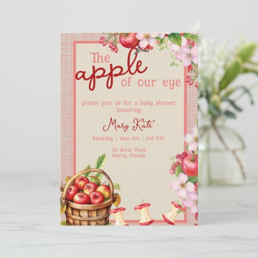 De appel van ons oog baby shower Invitation Kaart (Staand voorkant)