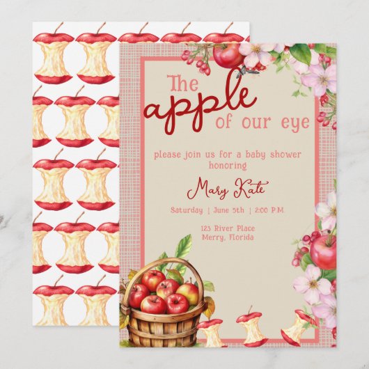 De appel van ons oog baby shower Invitation Kaart (Voorkant / Achterkant)