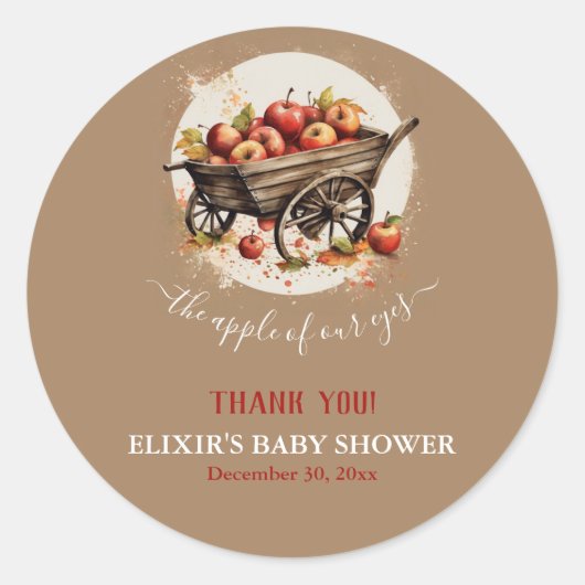 De appel van ons oog Baby shower Ronde Sticker (Voorkant)