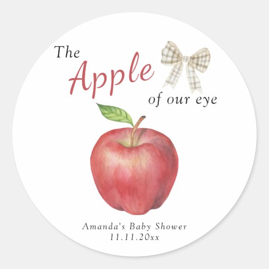 De Appel van ons oog Baby shower  Ronde Sticker (Voorkant)