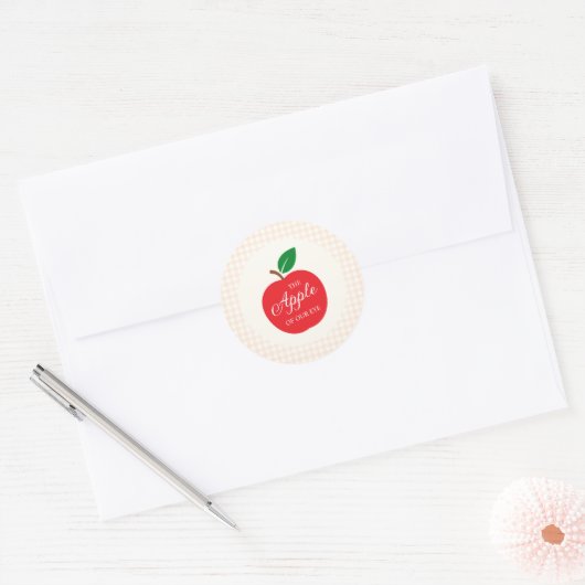 De appel van ons oog Baby shower Ronde Sticker (Envelop)