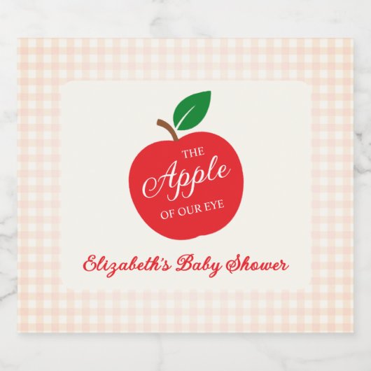De appel van ons oog Baby shower Sparkling Wijnetiket (Enkel label)