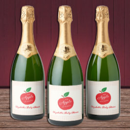 De appel van ons oog Baby shower Sparkling Wijnetiket