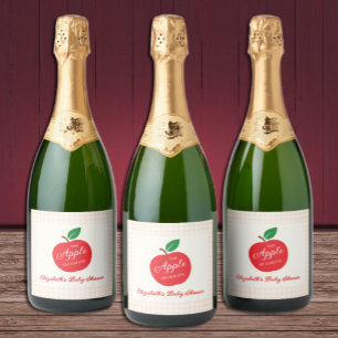 De appel van ons oog Baby shower Sparkling Wijnetiket