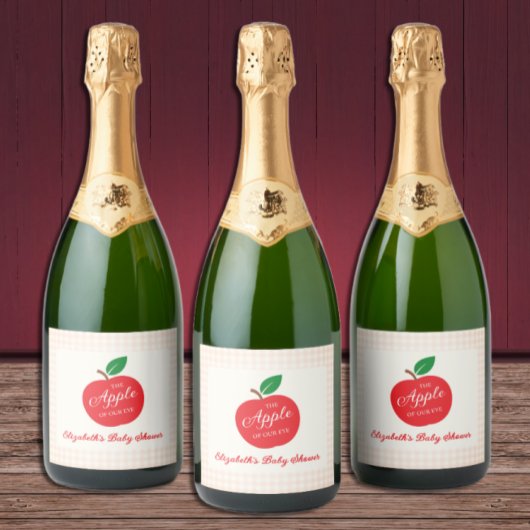 De appel van ons oog Baby shower Sparkling Wijnetiket