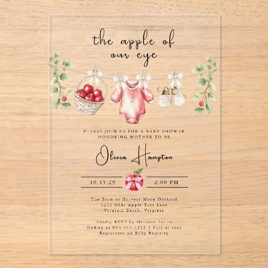 De Appel van Ons Oog Baby Shower Uitnodiging (Voorkant)