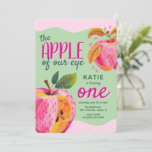 De appel van ons oog' grillige 1e verjaardag kaart (Staand voorkant)