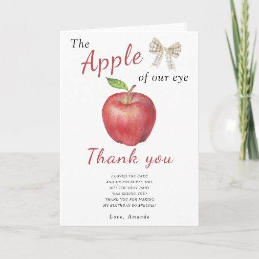 De appel van ons oog Kinderverjaardagsfeestje dank Bedankkaart (Voorkant)