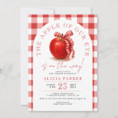 De appel van ons oog rode gingham baby shower kaart (Voorkant)