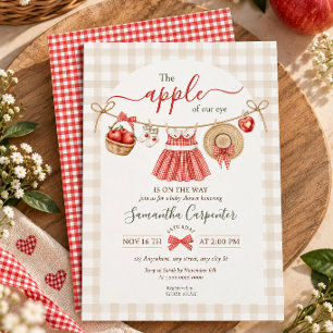 De Appel Van Ons Oog Valrood Gingham Baby Shower Kaart