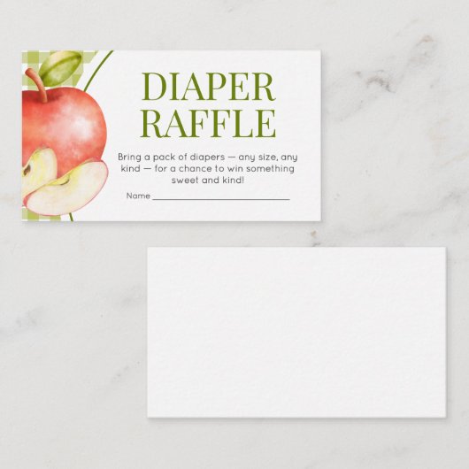 De appel van onze Eye Baby shower Luier Raffle Informatiekaartje (Voorkant / Achterkant)