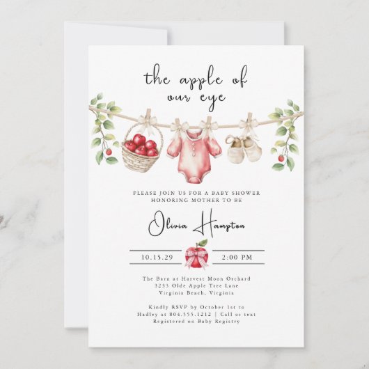 De appel van onze Eye Baby shower uitnodiging (Voorkant)