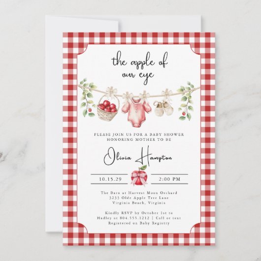 De appel van onze Eye Baby shower uitnodiging (Voorkant)