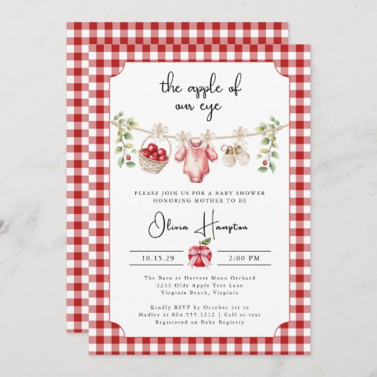 De appel van onze Eye Baby shower uitnodiging (Voorkant / Achterkant)