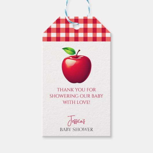 De appel van onze Eye Herfst Baby shower Cadeaulabel (Voorkant)