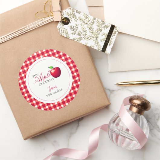 De appel van onze Eye Herfst Baby shower Ronde Sticker (Geschenken)