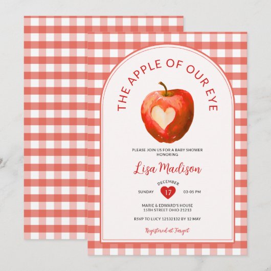 De appel van onze Eye Herfst Red Gingham Baby show Kaart (Voorkant / Achterkant)