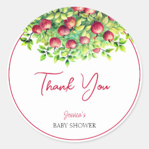 De appel van onze Eye Thanksgiving Baby shower Ronde Sticker