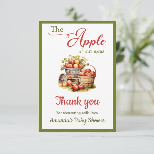 De appel van onze ogen Herfst Oogst Baby shower Bedankkaart (Staand voorkant)