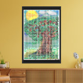 De Appelboom in Pixels Canvas Afdruk (Insitu (Woonkamer))