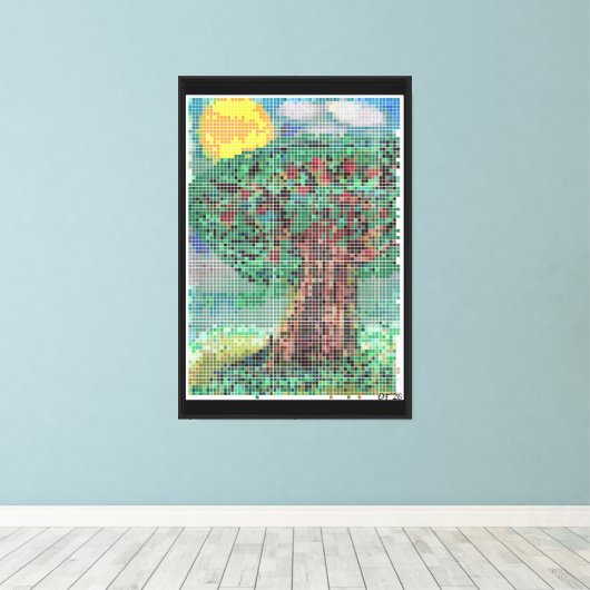 De Appelboom in Pixels Canvas Afdruk (Insitu (Houten vloer))