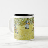 De appeloogst tweekleurige koffiemok (Voorkant links)