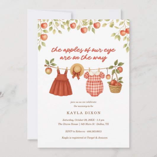 De appels van onze Eye Twin Girls Herfst Baby show Kaart (Voorkant)