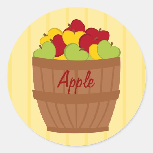 De Apple Baket Ronde Sticker (Voorkant)