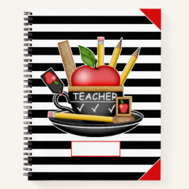 De Apple Cup van de leraar Strepen Groot Notitiebo Notitieboek