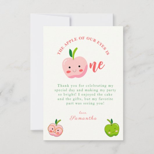 De Apple of Our Eyes eerste verjaardag Bedankkaart (Voorkant)