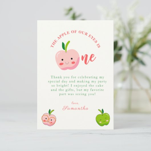 De Apple of Our Eyes eerste verjaardag Bedankkaart (Staand voorkant)