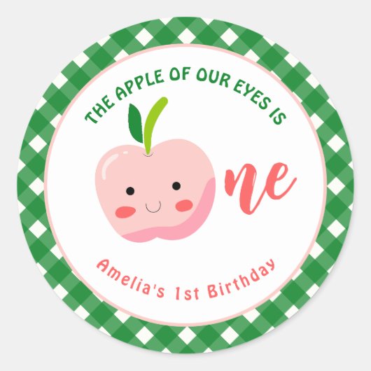 De Apple of Our Eyes eerste verjaardag Ronde Sticker (Voorkant)