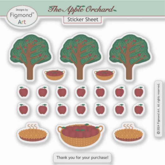 De Apple Orchard Sticker Blad van Figmond Art (Voorkant)