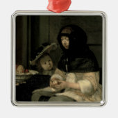 De Apple Peeler, 1660 Metalen Ornament (Voorkant)