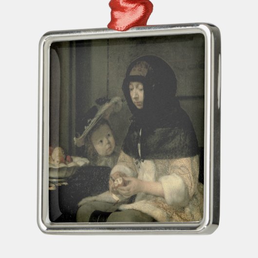 De Apple Peeler, 1660 Metalen Ornament (Links)